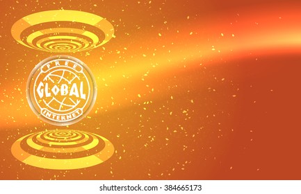 Vector abstract background with circular objects and free internet icon
