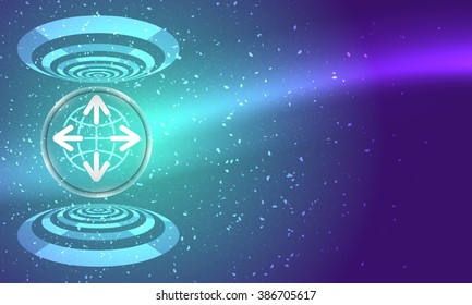 Vector abstract background with circular objects and globe icon