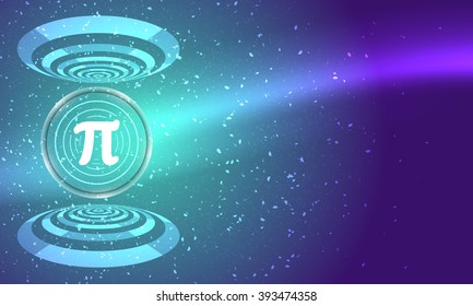 Vector abstract background with circular objects and pi icon