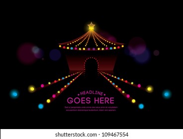 Vector Of Abstract Background Of Circus And Neon Lights