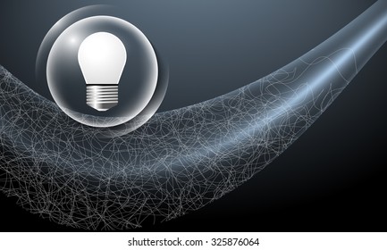 Vector abstract background with cobweb and bulb