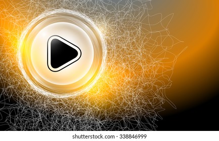 Vector abstract background with cobweb and play symbol
