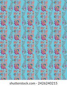 Vector abstract background color hand drawn seamless geometrical paisley pattern with rama background