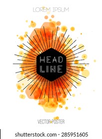 Vector abstract background with color splash. Retro poster design 