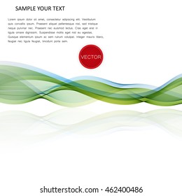 Vector abstract background, color transparent waved lines for brochure, website, flyer design. Color smoke wave on mirror. 
