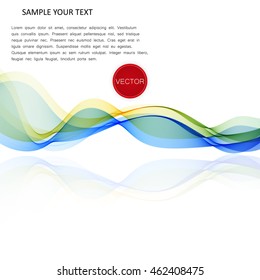 Vector abstract background, color transparent waved lines for brochure, website, flyer design. Color smoke wave on mirror.