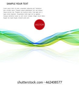 Vector abstract background, color transparent waved lines for brochure, website, flyer design. Color smoke wave on mirror.