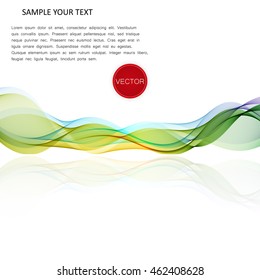 Vector abstract background, color transparent waved lines for brochure, website, flyer design. Color smoke wave on mirror.