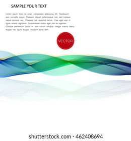Vector abstract background, color transparent waved lines for brochure, website, flyer design. Color smoke wave on mirror.