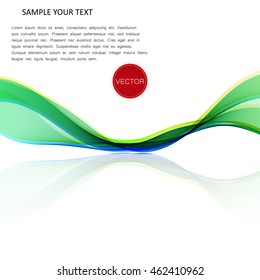 Vector abstract background, color transparent waved lines for brochure, website, flyer design. Color smoke wave on mirror