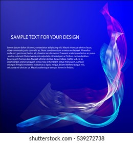 Vector Abstract background with color waves on blue