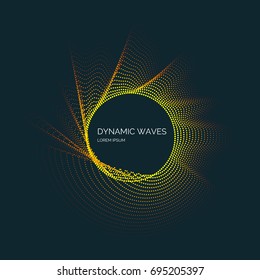 Vector abstract background with a colored dotted dynamic waves, line and particles. Illustration suitable for design