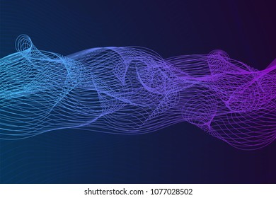 Vector abstract background with colored dynamic waves. Future geometric template with thin lines transition.