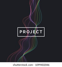 Vector abstract background with a colored dynamic waves, line and particles. Illustration suitable for design