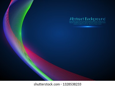 Vector abstract background with a colored dynamic waves, line and particles. Illustration suitable for design