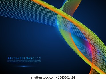 Vector abstract background with a colored dynamic waves, line and particles. Illustration suitable for design 