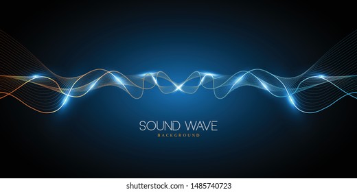 Vector abstract background with colored dynamic waves, line and particles. Illustration suitable for design.