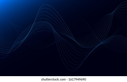 Vector abstract background with a colored dynamic waves, line and particles. Vector illustration