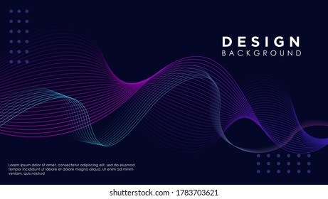 Vector abstract background with a colored dynamic waves, line and particles. Illustration suitable for design