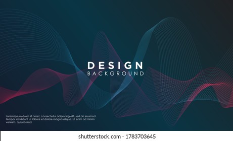 Vector abstract background with a colored dynamic waves, line and particles. Illustration suitable for design