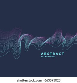 Vector abstract background with a colored dynamic waves, line and particles. Illustration suitable for design