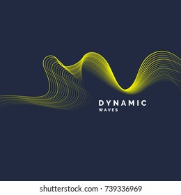 Vector abstract background with a colored dynamic waves, line and particles. Illustration suitable for design