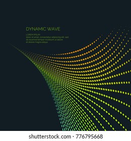 Vector abstract background with a colored dynamic waves, line and particles. Illustration suitable for design