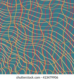 Vector abstract background with colored stripes and lines on turquoise. Design element, background or main image for stationery, printed and textile production. 