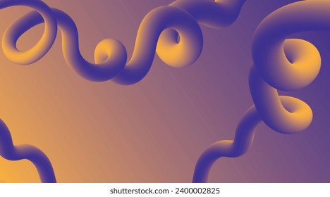 Vector abstract background with colored tube on yellow and purple bckgr for your design book,poster,postcard,label,sticker,t-shirt,web,print,etc.Beautiful gradient