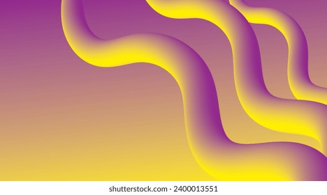 Fondo abstracto vectorial con tubo coloreado sobre amarillo y púrpura para tu libro de diseño, afiche, postal, etiqueta, pegatina, camiseta, web, impresión, etc.Bonito gradiente