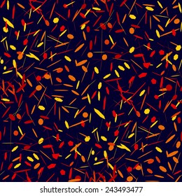 Vector abstract background of colorful confetti. Seamless pattern of confetti of different shapes. Illustration of bright confetti for gift wrap or greeting card's backdrop design.