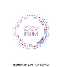 Vector abstract background with colorful dots. Bright frame of circles. Vibrant halftone banner.
