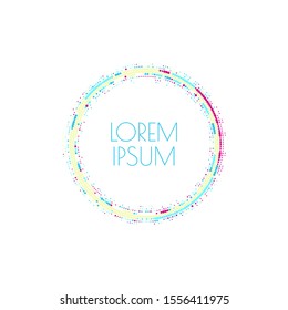 Vector abstract background with colorful dots. Bright frame of circles. Vibrant halftone banner.