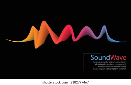 Vector abstract background with colorful dynamic sound waves, Multicolored abstract fluid sound wave. Waveform Illustration Vector.