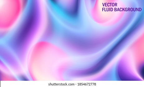 Vector abstract background. Colorful fluorescent neon blur. The effect of spreading fluid and the interweaving of geometric shapes. Bright ultraviolet, blue and red colors.