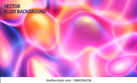 Vector abstract background. Colorful fluorescent neon blur. The effect of spreading fluid and the interweaving of geometric shapes. Bright ultraviolet, blue and red colors.