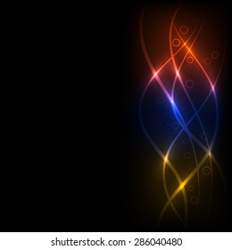 Vector abstract background with colorful glowing lines