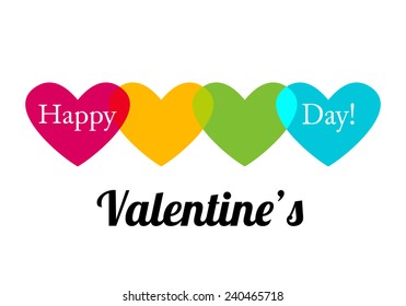 Vector abstract background with colorful hearts. Happy Valentine's day card.