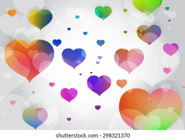 vector abstract background with colorful hearts