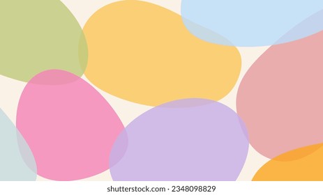 Vector abstract background with colorful organic shapes. Minimal design with fluid hand drawn figures. Trendy contemporary horizontal backdrop in childish doodle style
