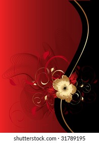Vector abstract  background with colorful wave and floral ornament