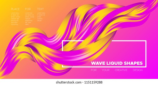 Vector Abstract Background. Colorful Wavy Fluid Shapes. Beautiful Interweaving. Digital Background with Flowing Liquid for Business, Banner, Cover. Vector Illustration EPS10 for Your Creative Design.