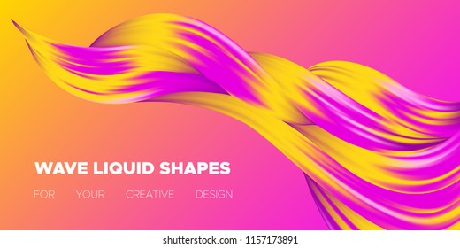 Vector Abstract Background. Colorful Wavy Fluid Shapes. Beautiful Interweaving. Digital Background with Flowing Liquid for Business, Banner, Cover. Vector Illustration EPS10 for Your Creative Design.