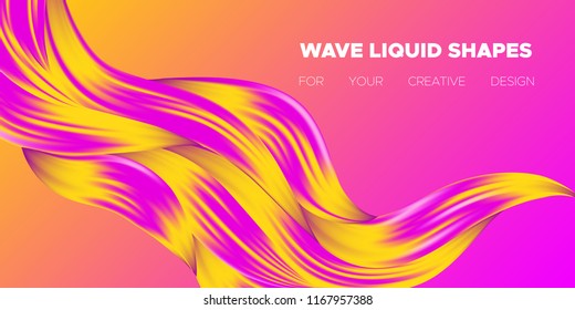 Vector Abstract Background. Colorful Wavy Fluid Shapes. Beautiful Interweaving. Digital Background with Flowing Liquid for Business, Banner, Cover. Vector Illustration EPS10 for Your Creative Design.