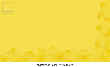 Vector abstract background in the colors of the year 2021. Ultimate gray and Illuminating yellow. Banner template design with place for text and polygonal linear shapes. Copyspace.