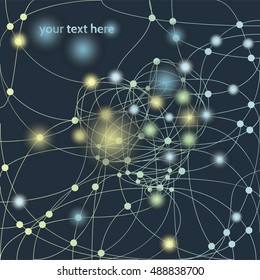 Vector Abstract background of a communication concept. Symbol of Technology network,of global business,geometric shapes. Glowing lines in the shape of heart