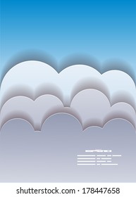 Vector abstract background composed of blue paper clouds 