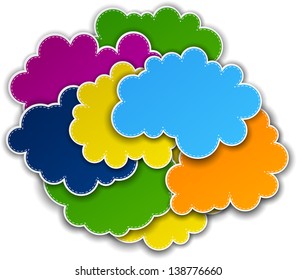 Vector abstract background composed of color paper clouds. Eps10.