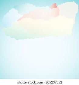 Vector abstract background composed of colorful clouds and sky