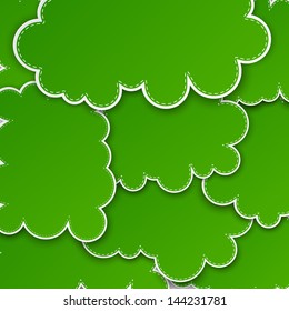 Vector abstract background composed of green paper clouds. Eps10.